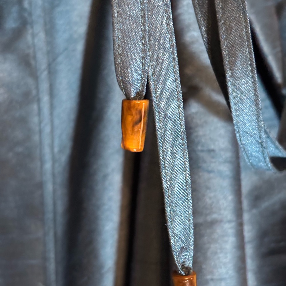 Donna Karan Teal Satin Wrap Midi Dress - Picture 8 of 9